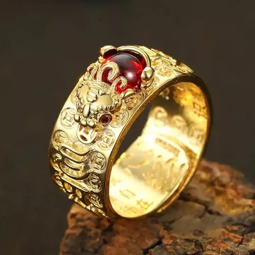 🐉🔥Anillo feng shui Premium Dragon Dorado🔥🐉